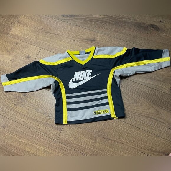Nike Other - Nike Logo Vintage Y2K Toddler Hockey Jersey Gray Yellow Rare Find 3T